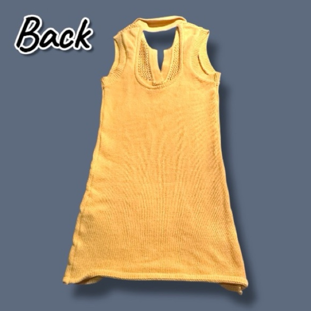 EUC Zara Yellow Knit Perforated Halter Dress. Size S ⭐️ - Picture 4 of 11